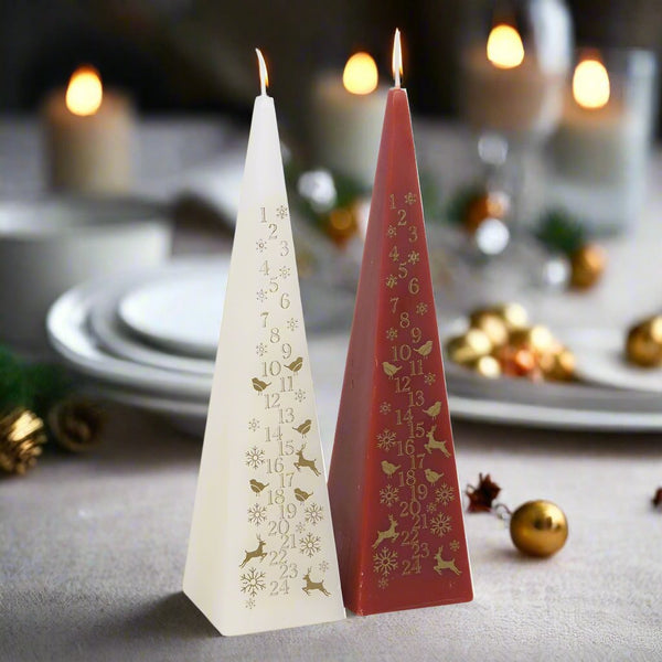 20cm Christmas Advent Candle - Red or Ivory - Distinctly Living