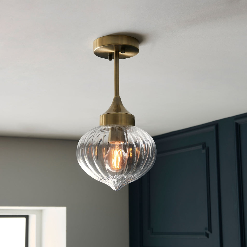 Burlington Aged Brass Glass Pendant - Distinctly Living