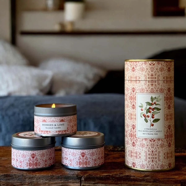 Citronella 3 Candles Tin - Red Berries - Distinctly Living