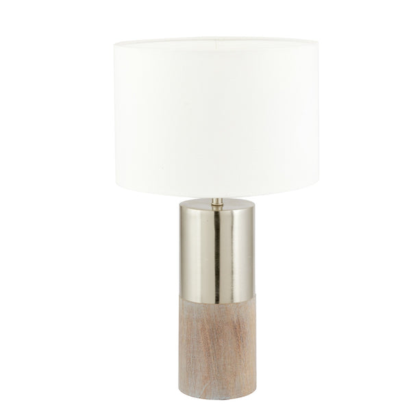 Civitanova Grey Wood & Silver Metal Table Lamp - Distinctly Living
