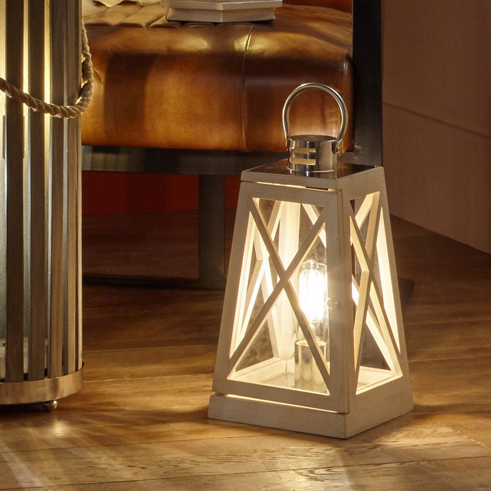 Coastal Lantern Table Lamp - Grey Wash or White - Distinctly Living