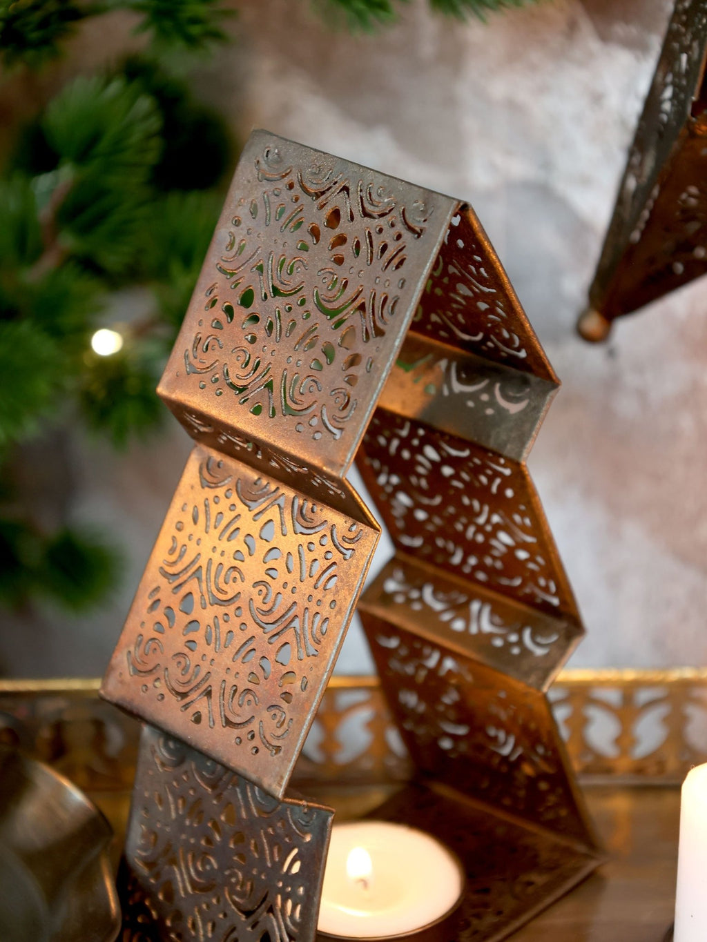 Filigree Christmas Tree Tealight Holder - Distinctly Living