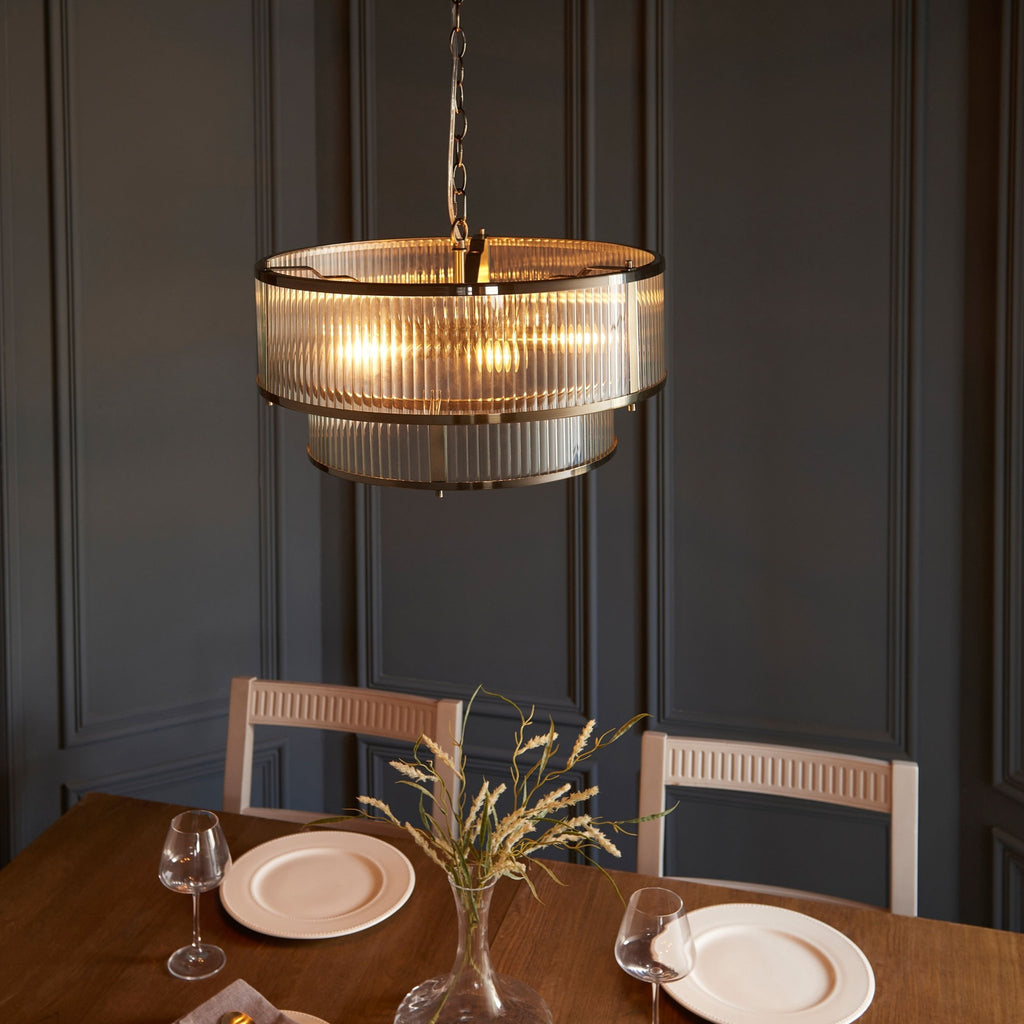 Flutted Brass Round Pendant - Distinctly Living