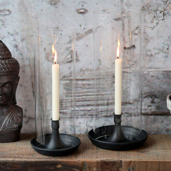 Glass Hurricane With Candle Holder - Distinctly Living