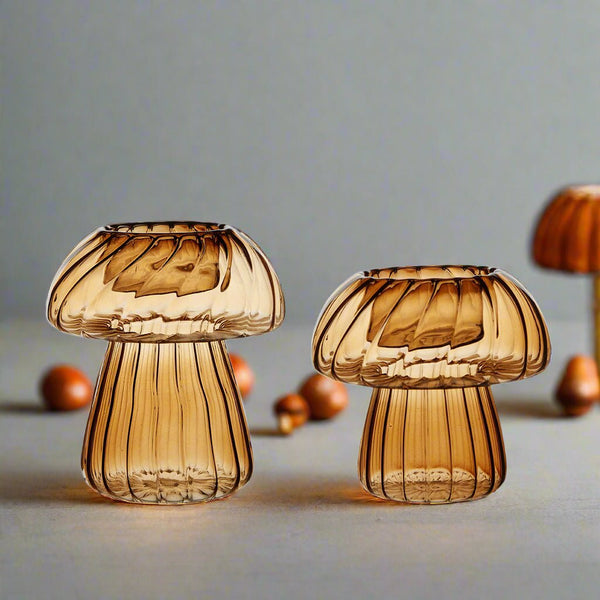 Glass Mushroom Tea Lights Holders - Tall or Short - Distinctly Living
