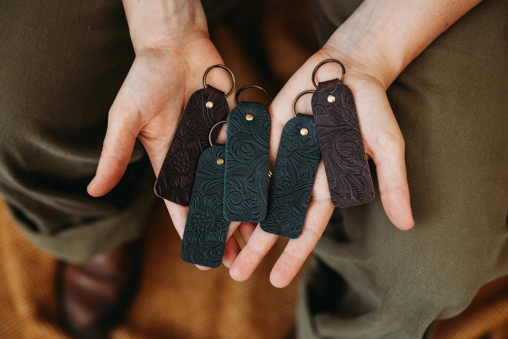 Handmade Leather 'Wise Words' Keyrings - Various Designs - Distinctly Living