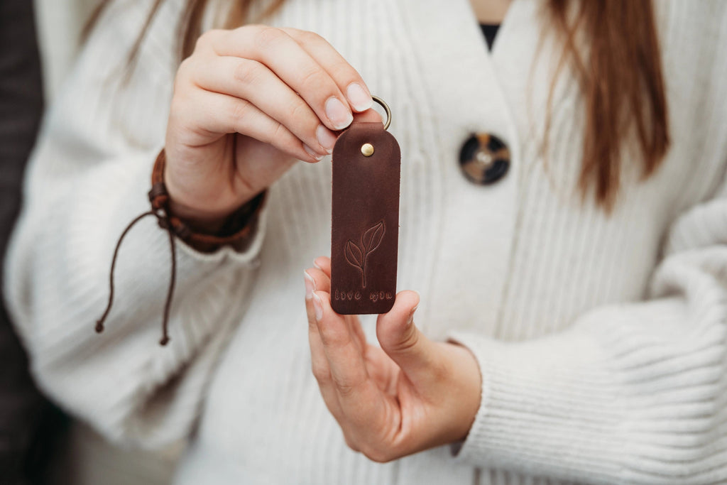 Handmade Leather 'Wise Words' Keyrings - Various Designs - Distinctly Living