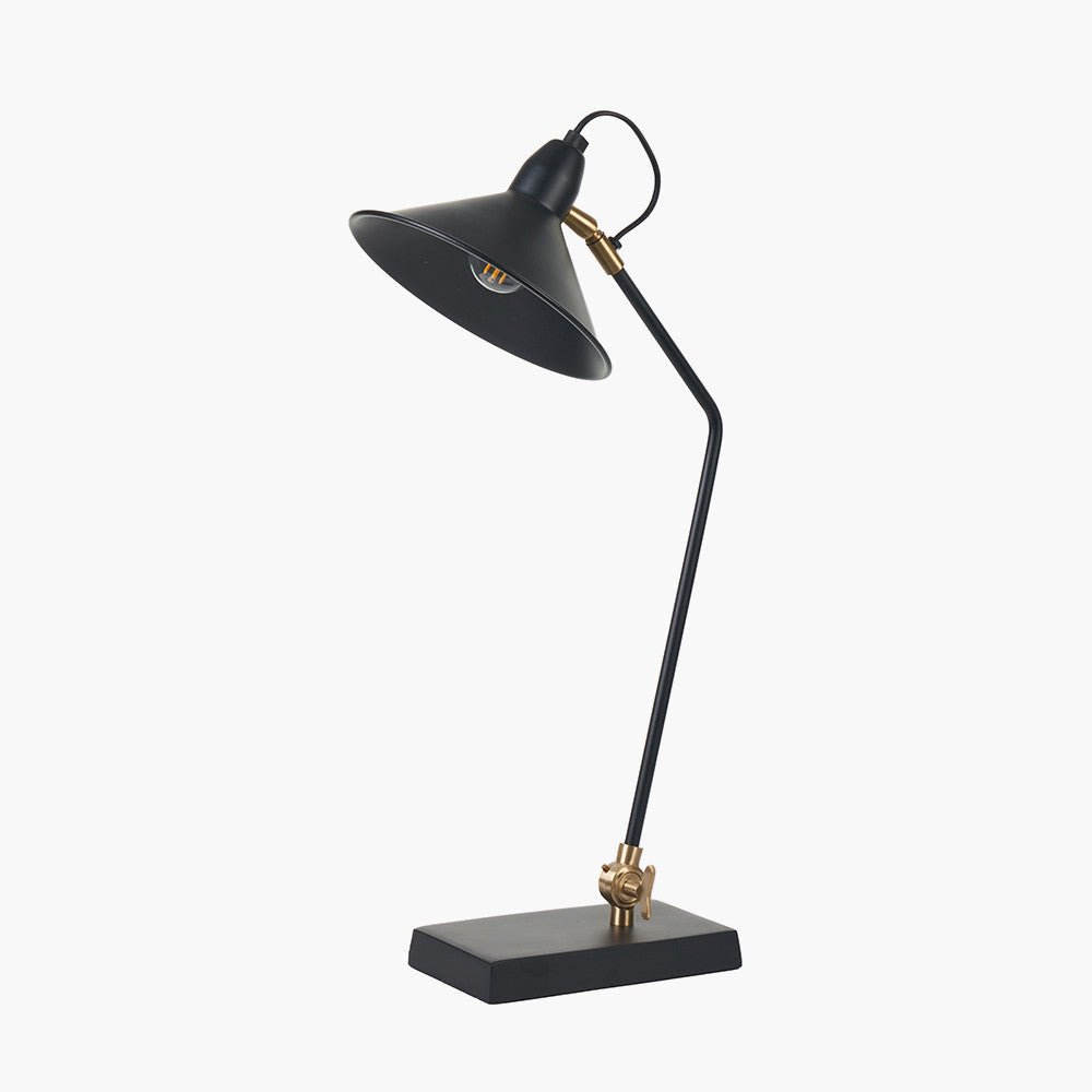 Isernia Matt Black and Brass Metal Cone - Table Lamp - Distinctly Living