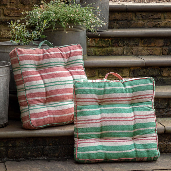 Large Floor Cushions - Green or Pink Stripe - Distinctly Living