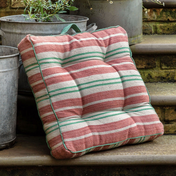 Large Floor Cushions - Green or Pink Stripe - Distinctly Living