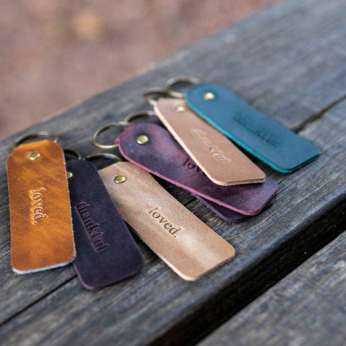 Leather Encouragement Keyring - Various Designs - Distinctly Living