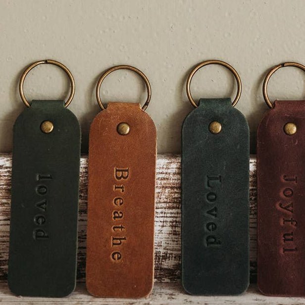 Leather Encouragement Keyring - Various Designs - Distinctly Living