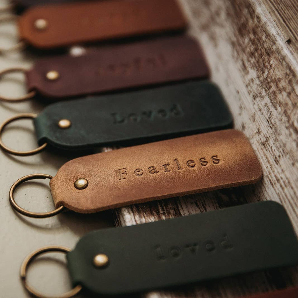 Leather Encouragement Keyring - Various Designs - Distinctly Living