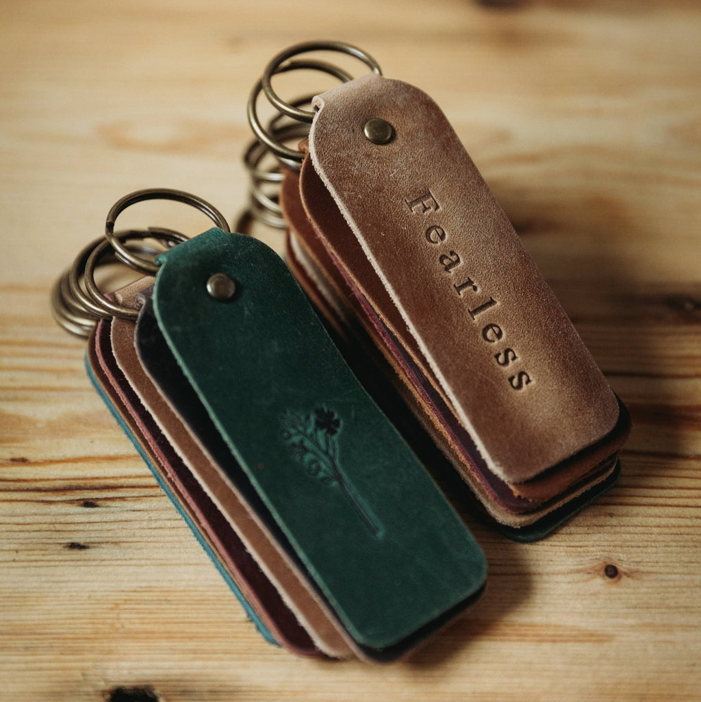 Leather Encouragement Keyring - Various Designs - Distinctly Living