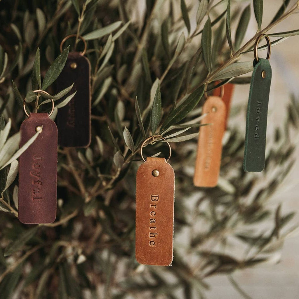 Leather Encouragement Keyring - Various Designs - Distinctly Living