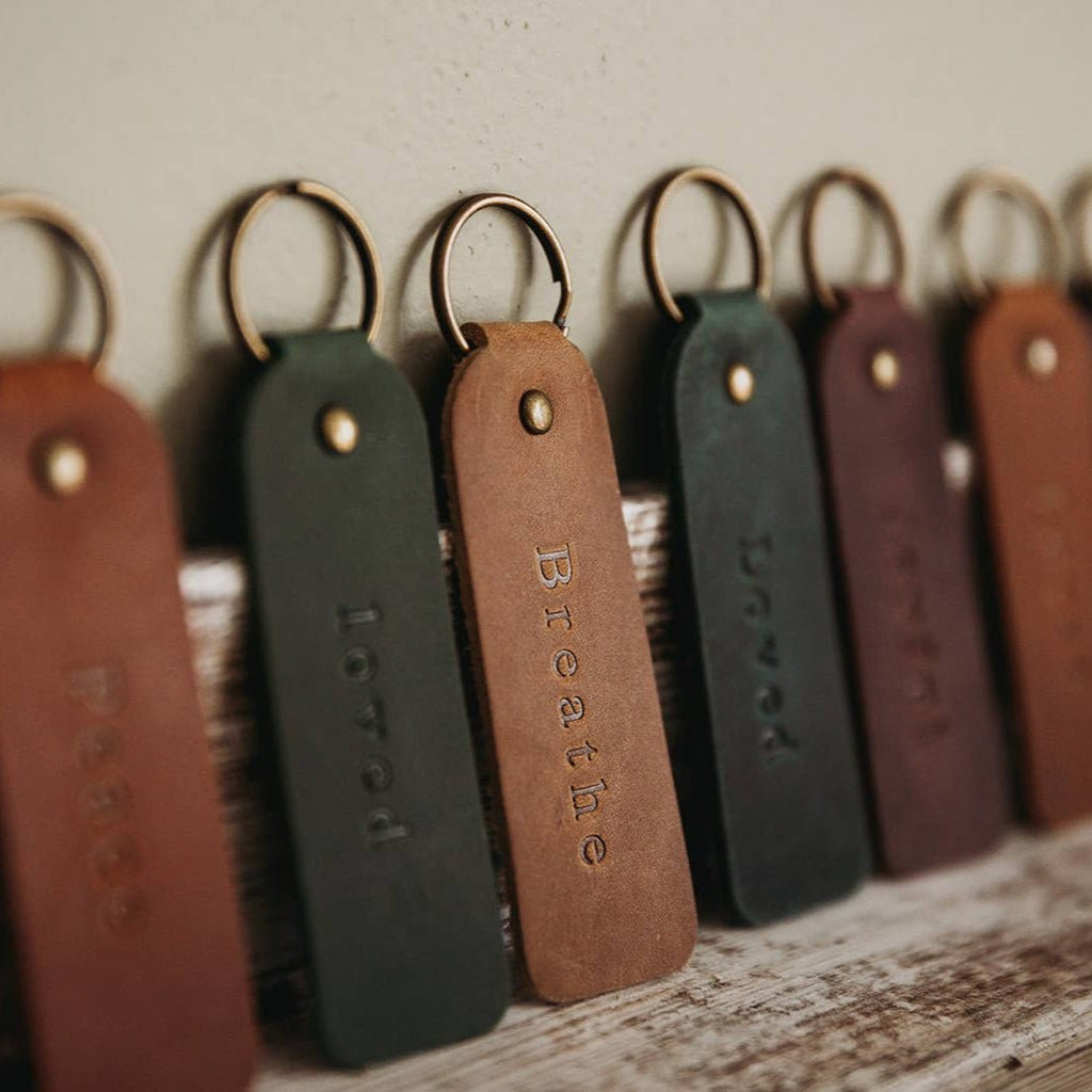 Leather Encouragement Keyring - Various Designs - Distinctly Living