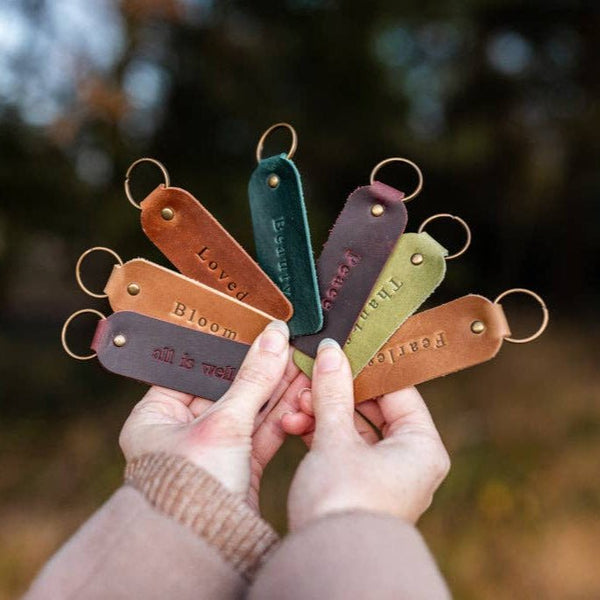 Leather Encouragement Keyring - Various Designs - Distinctly Living