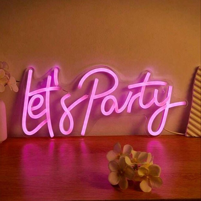 Let's Party - Neon Pink Sign - Distinctly Living