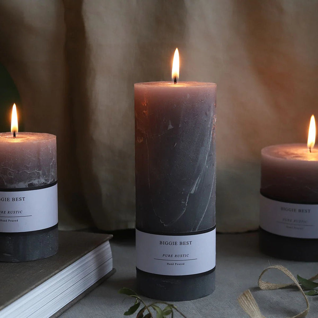 Light Grey Pillar Candle - Distinctly Living