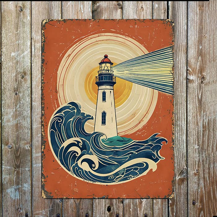 Lighthouse Sea Nautical Metal Sign - Distinctly Living