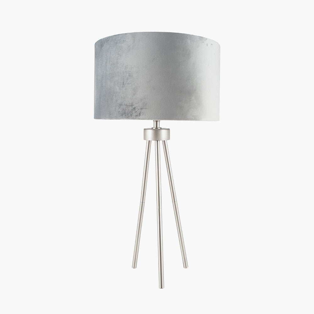 Liguria Brushed Silver Metal Tripod Table Lamp - Distinctly Living