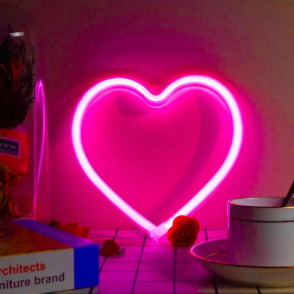 Pink Neon Heart - Battery Or USB - Distinctly Living