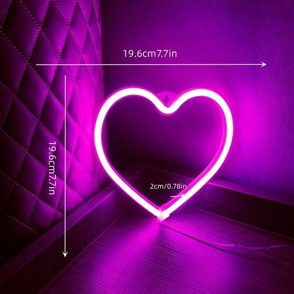 Pink Neon Heart - Battery Or USB - Distinctly Living