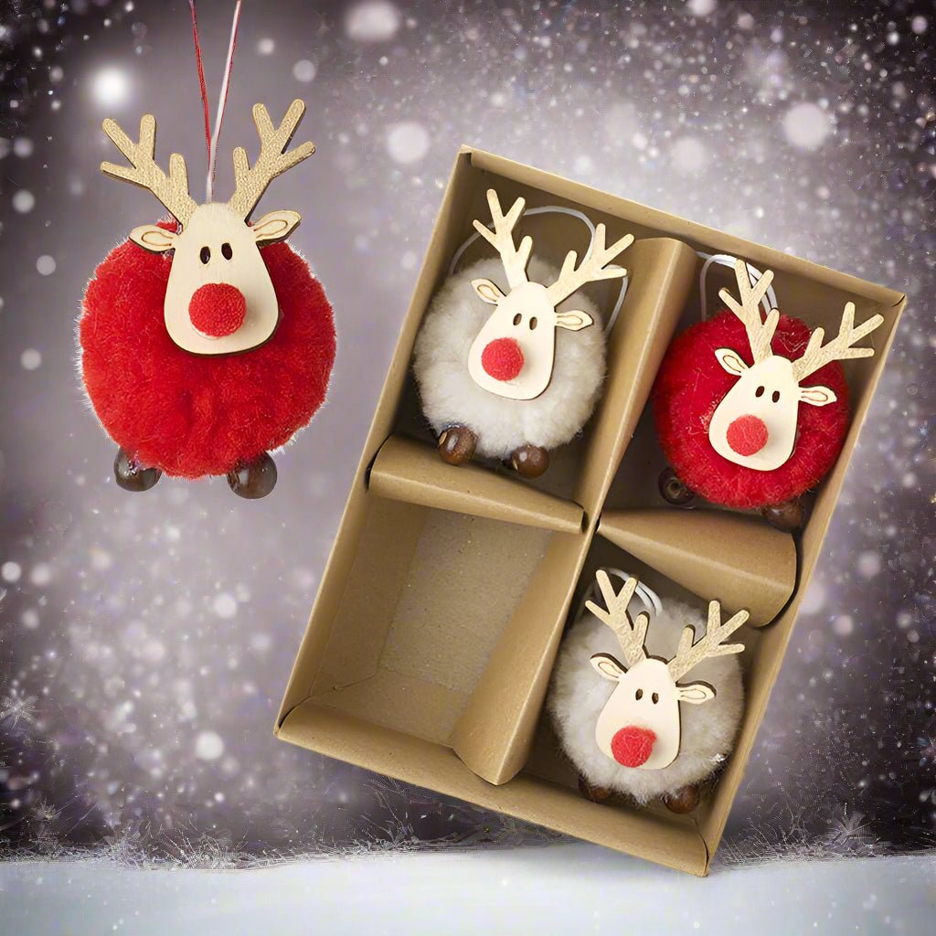 Pom Pom Reindeer - Red or White - Distinctly Living