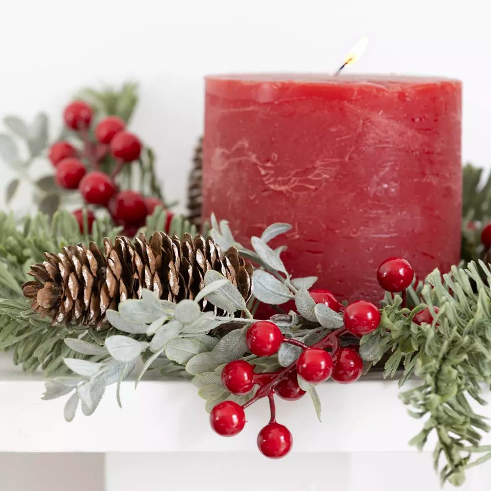 Red Berry and Cones Candle Ring - Distinctly Living