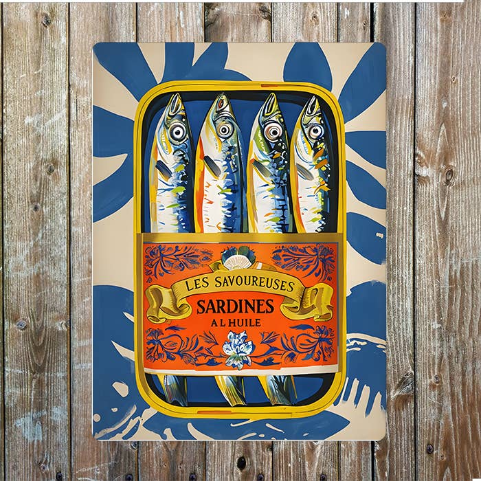 Sardine Can Illustration Kitchen Metal Sign Plaque - Distinctly Living
