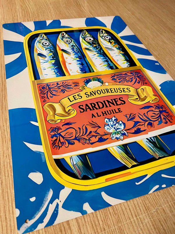 Sardine Can Illustration Kitchen Metal Sign Plaque - Distinctly Living