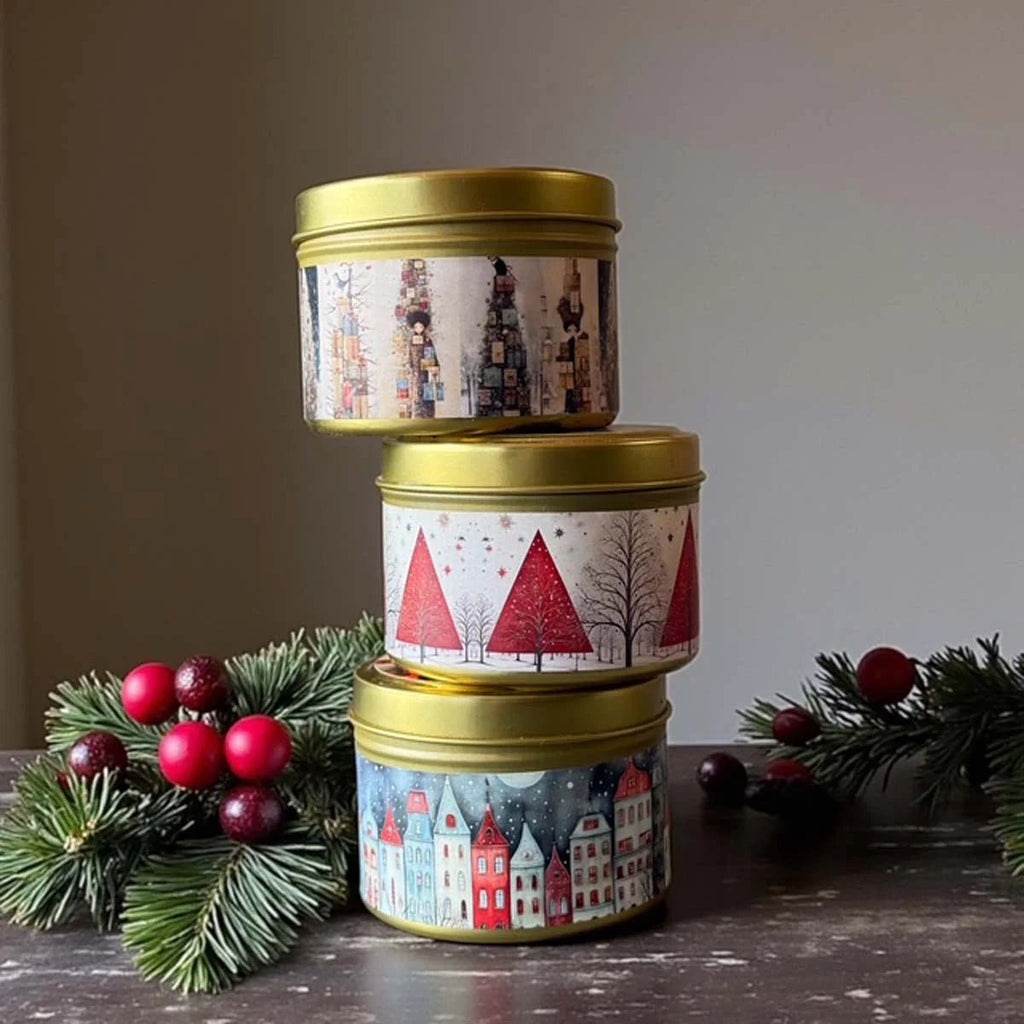 Scandi Christmas Candle Tins - Various Designs - Distinctly Living