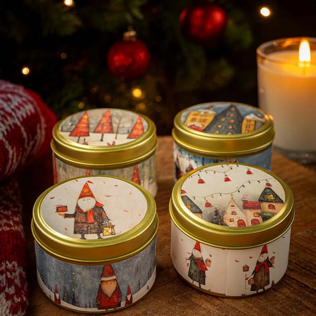 Scandi Christmas Candle Tins - Various Designs - Distinctly Living