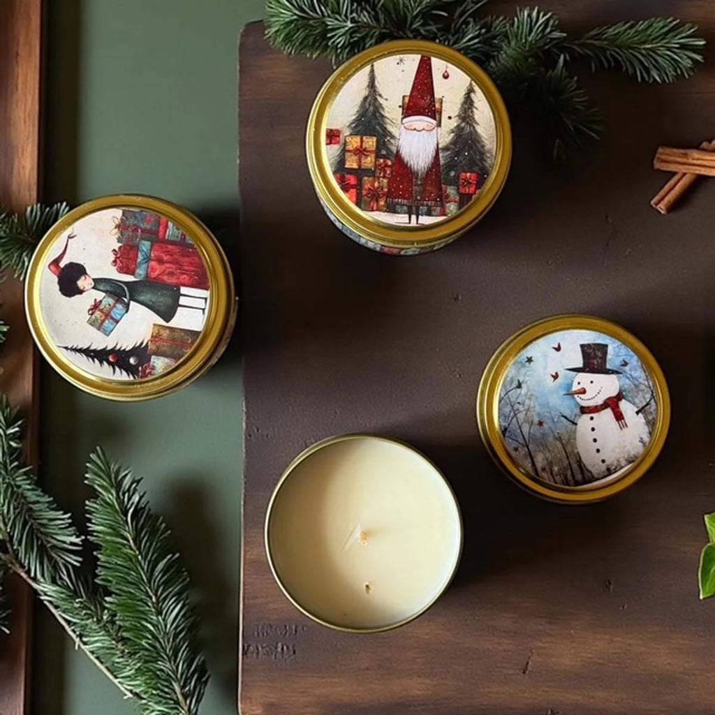Scandi Christmas Candle Tins - Various Designs - Distinctly Living