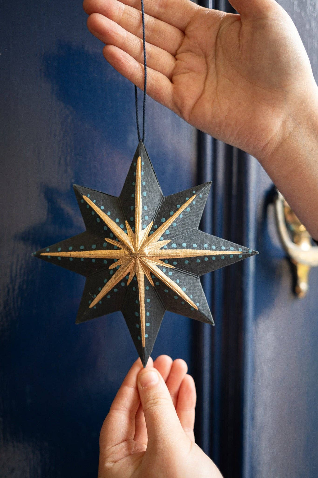 Screen Printed Blue Star Decoration - Distinctly Living