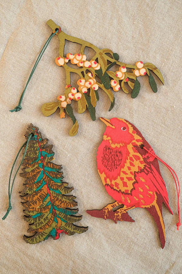 Screen Printed Mistletoe Wooden Ornament - Distinctly Living