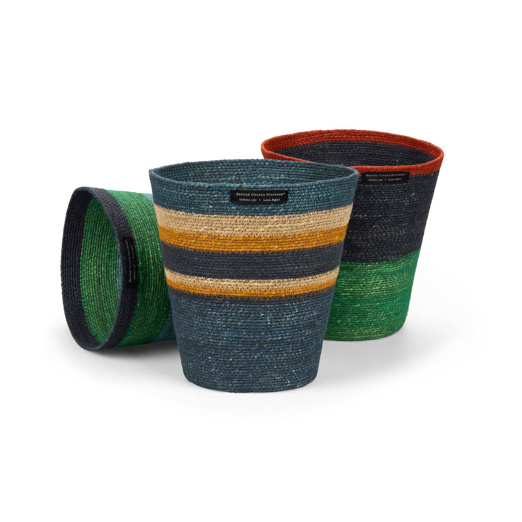 Seagrass Waste Paper Basket - Green and Blue - Distinctly Living
