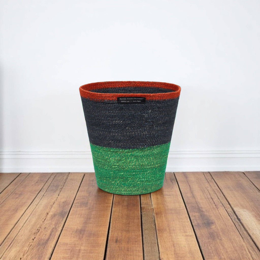 Seagrass Waste Paper Basket - Green and Blue - Distinctly Living