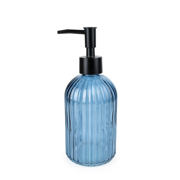 Soap Dispenser in Ridged Blue Glass - Distinctly Living