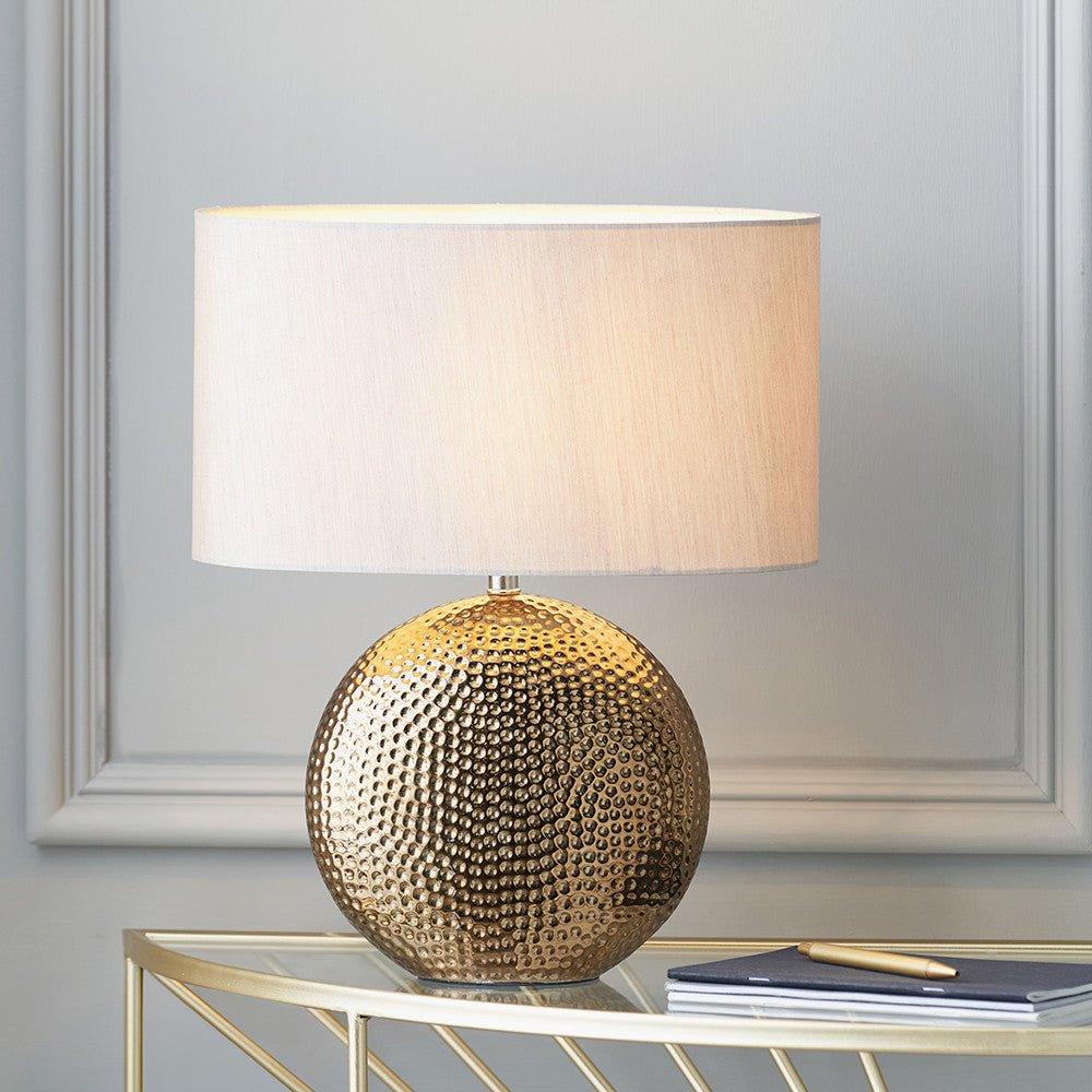 Torre Bronze Dot Textured Ceramic Table Lamp - Distinctly Living