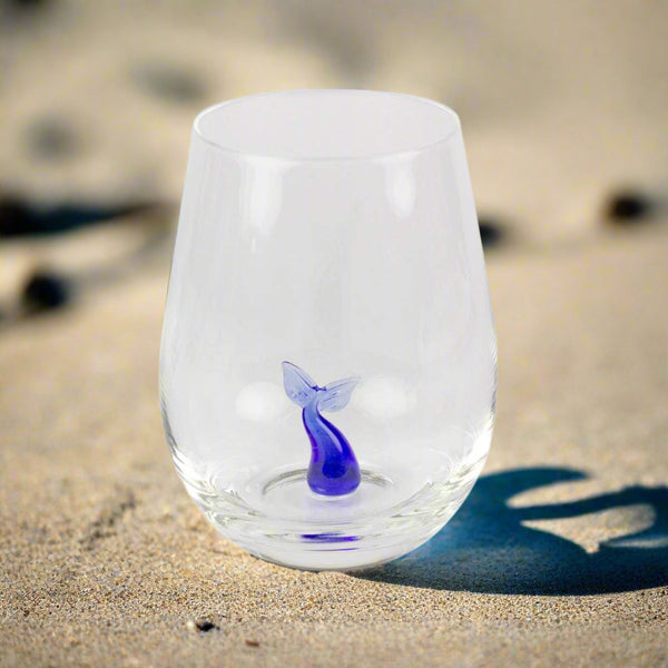 Tumbler with Miniature Glass Whale Tail - Distinctly Living