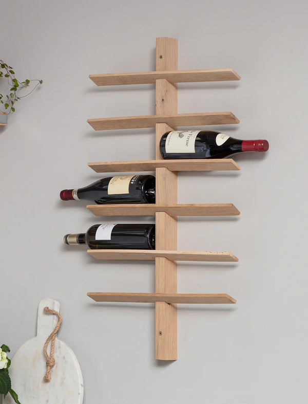 Vertical Oak Wine Rack - 12 Bottles - Distinctly Living