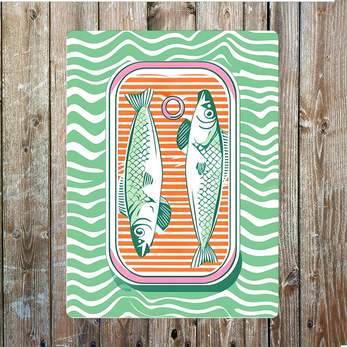 Vintage Metal Sign - Open Fish Can - Distinctly Living