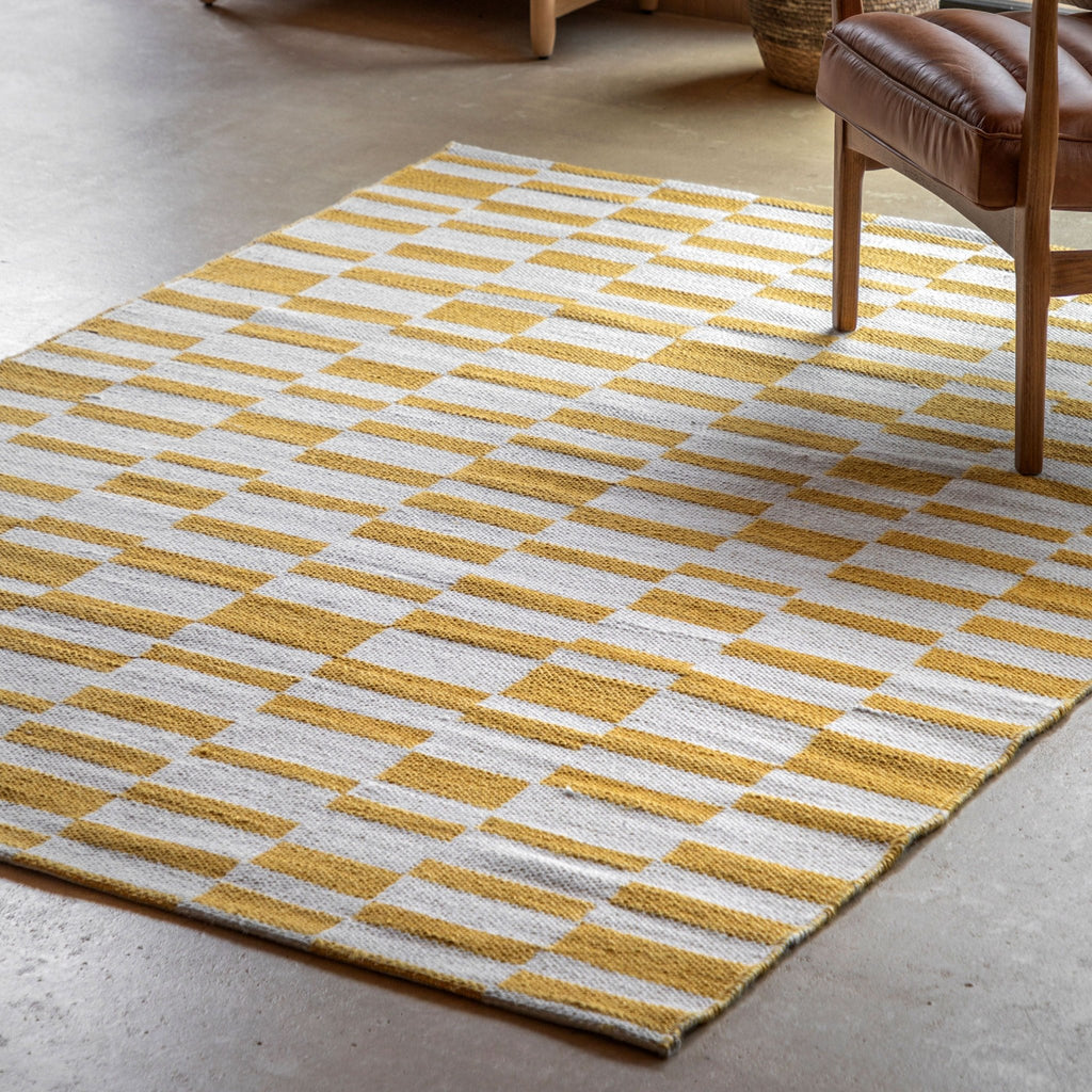 Yellow Check Rug - Large or Medium - Distinctly Living