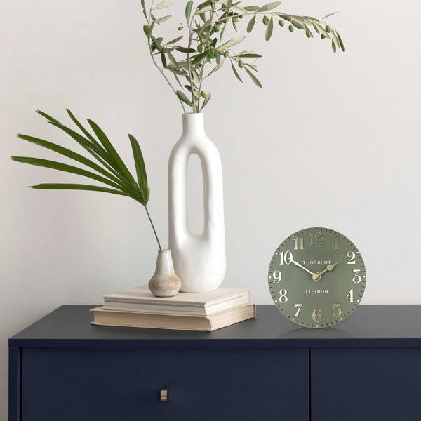 6"" Arabic Mantel Clock Lichen Green - Distinctly Living