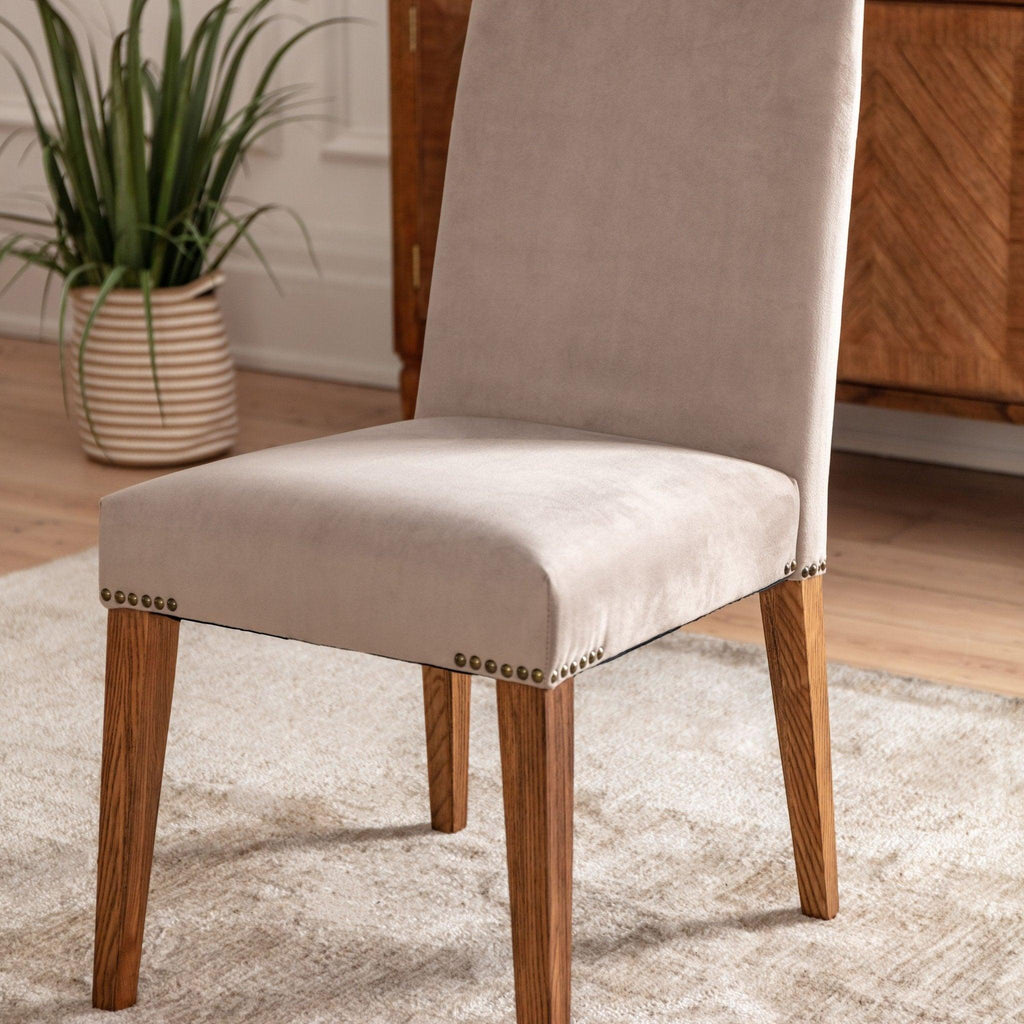 A Pair of Hampstead Dining Chairs - Dove Velvet - Distinctly Living