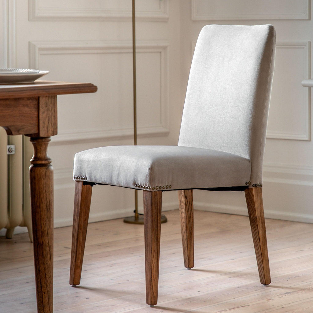 A Pair of Hampstead Dining Chairs - Dove Velvet - Distinctly Living