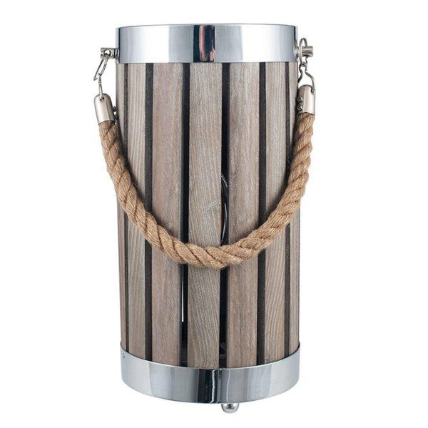 August Grey Wash Wooden Lantern - Distinctly Living