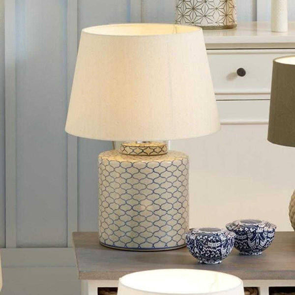 Ceramic Table Lamp - Grey & Blue - Distinctly Living