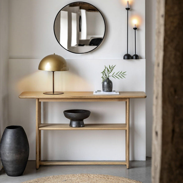 Folk Oak Console Table - Natural or Smoked Oak - Distinctly Living